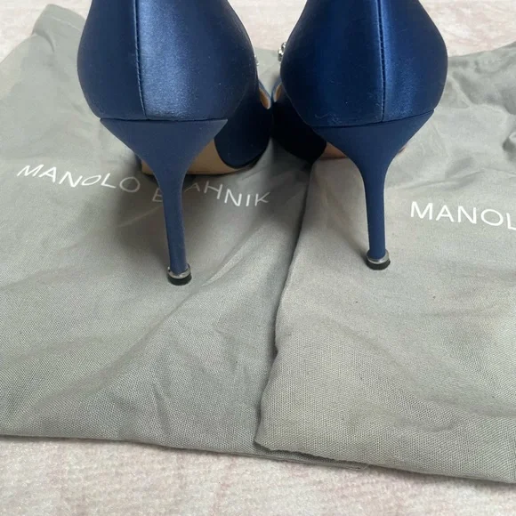 Manolo Blahnik Royal Blue Hangisi 70mm heel - Picture 9 of 9